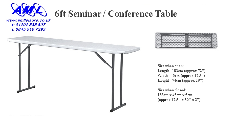 6ft fold flat seminar table - ideal for conferences