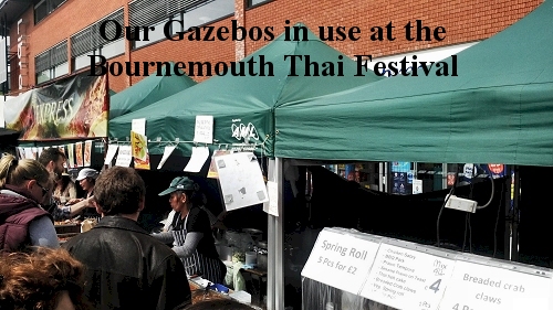 AML folding trestle tables, folding chairs and easy pop up gazebo at thai festival